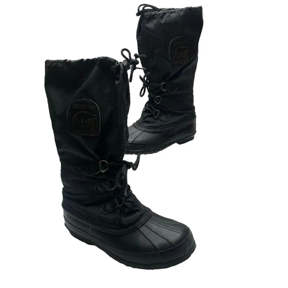 Vintage SOREL Snowlion‎ Black Insulated Waterproof Snow Boots
